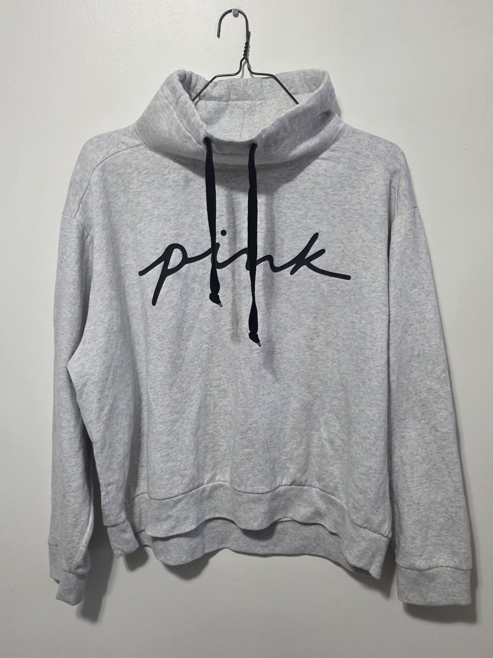 PINK Victoria's Secret Brand Light Gray Pullover Funnel Neck Sweater